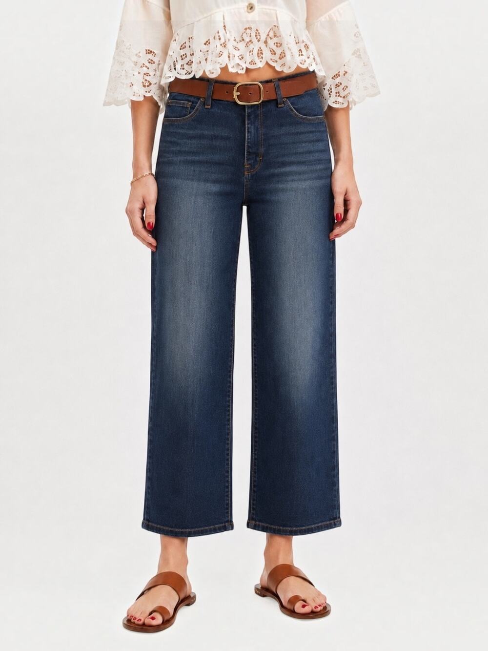 Curve Appeal Comfort Waist High Rise Straight Jeans Women’s 10/30 Dark Wash 27”